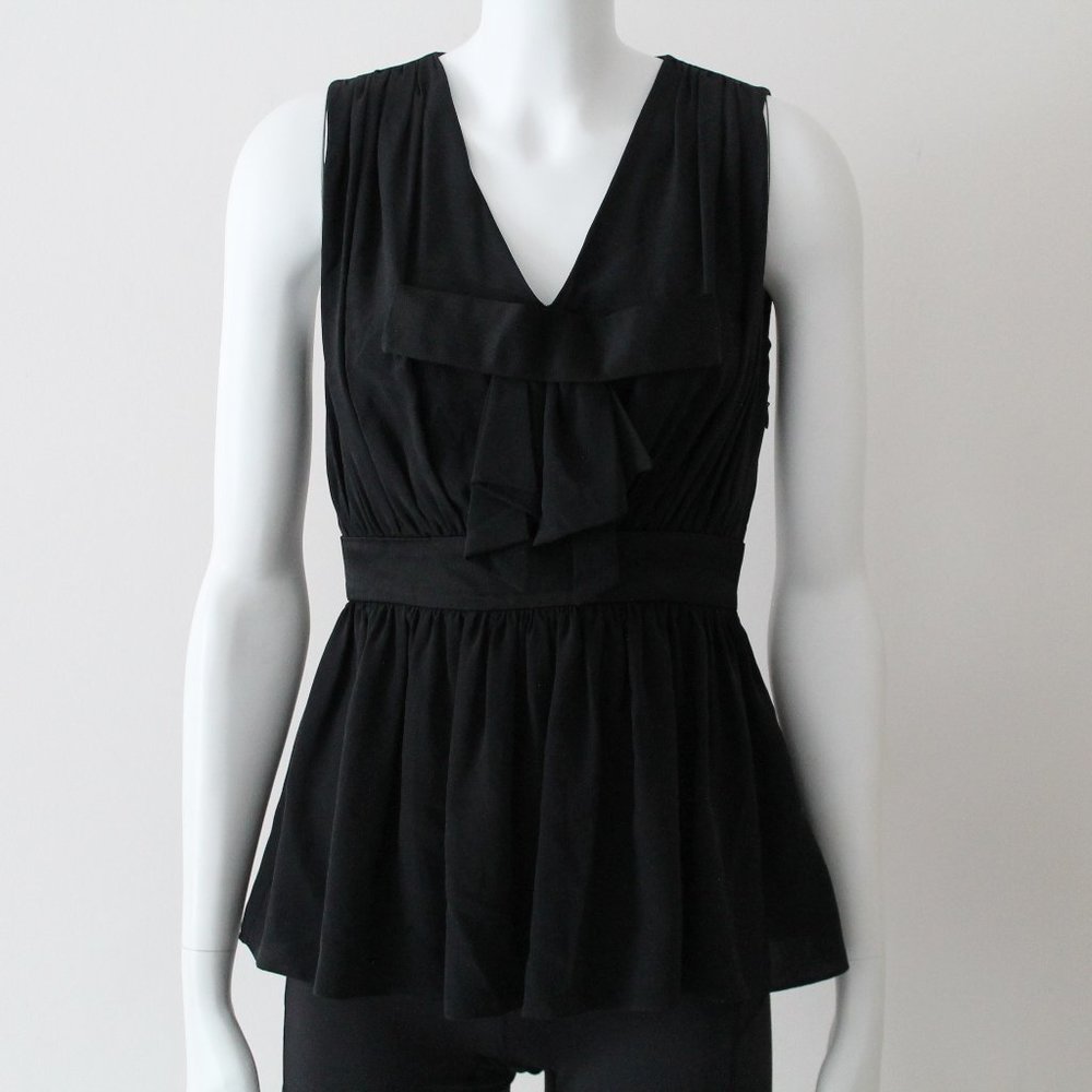 Prabal Gurung Bow Black Silk Blouse Top Size 0
